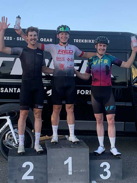 Tuesday Night Twilights (TNT) Santa Rosa California criterium bike race podium photo for June 11, 2024 showing A Race winners.