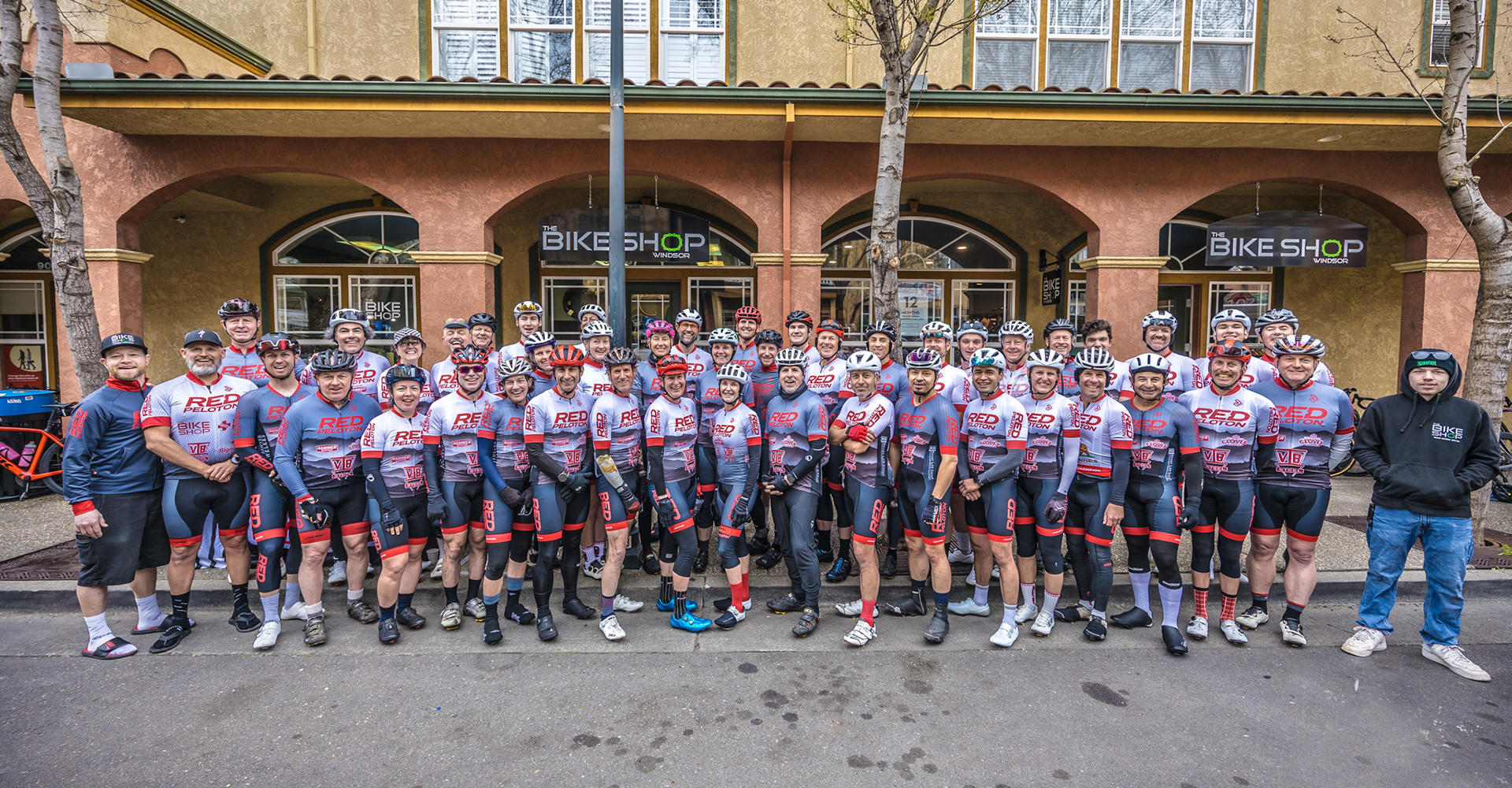 Red Peloton bike racing