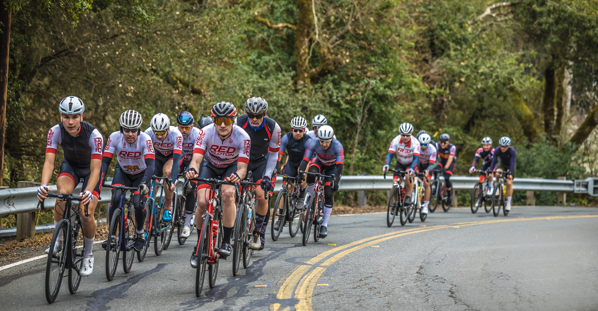 Red Peloton bike racing