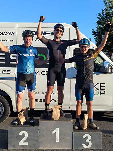 TNT bike race criterium Santa Rosa C race podium September 16, 2025.