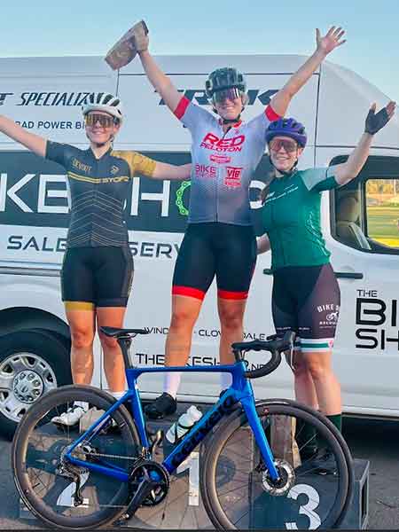 TNT bike race criterium Santa Rosa Women's race podium September 16, 2025.