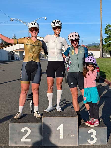 Women's Bike Race podium April 7, 2026 TNT bike race Santa Rosa California, criterium race in the Bay Area, Northern California.