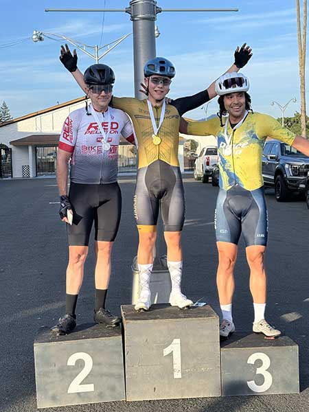 TNT B race podium May 12, 2026. TNT bike race criterium series in Santa Rosa, Northern California.