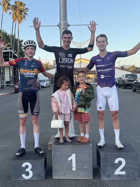 A bike race TNT podium from May 26, 2026, Tyler Williams of LEGION in first.