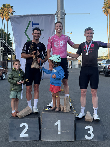 TNT bike race Santa Rosa A podium June 30, 2026, Luke Lamberti, Tyler Williams, Sam Bassetti.